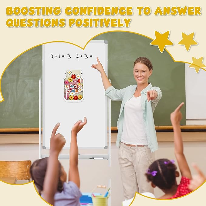 Magnetic Reward Jar for Kids – Flower Jar with Colorful Letter Stickers Behavior, Classroom Incentive Suitable for Teachers Parents Kids Motivational Tool