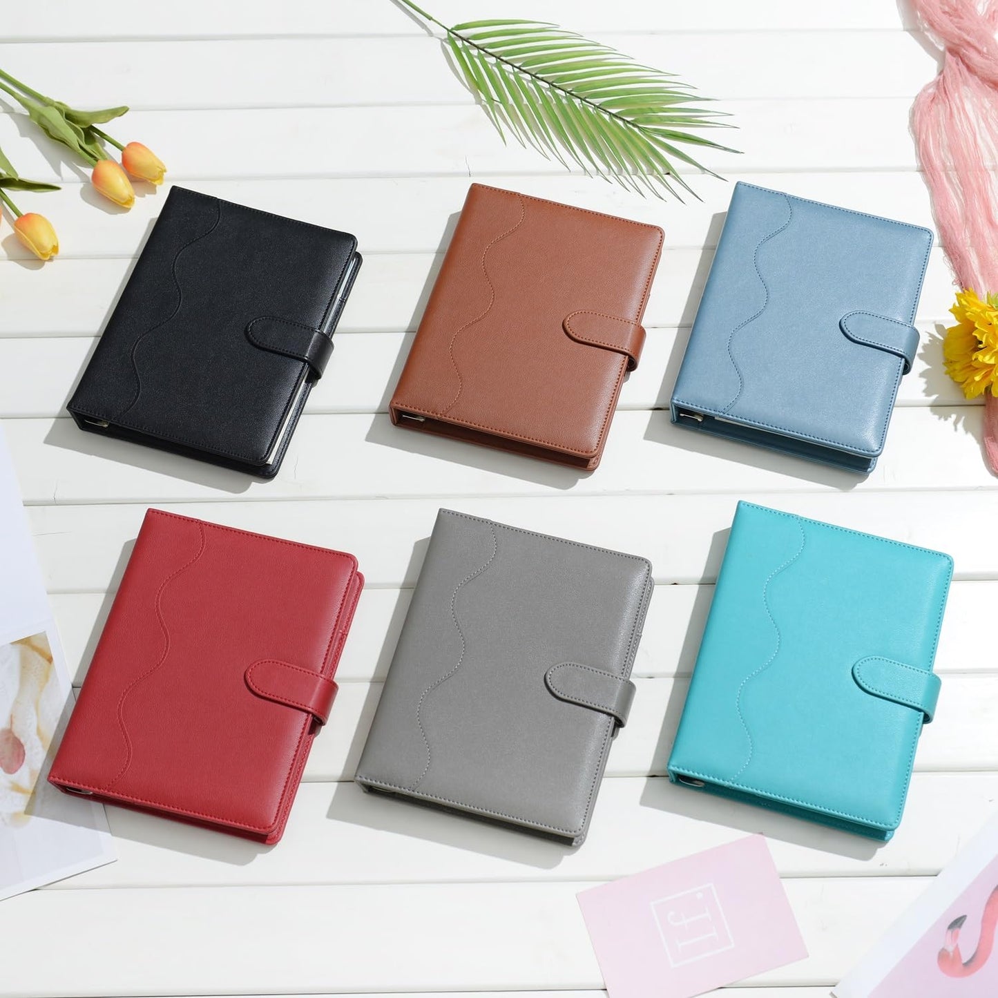WASON A5 Binder PU Leather Journal Ring Portfolio Lined Notebook Refillable Paper Diary with Removable Clipboard Writing Notepad for Travel Business School Agenda Organizer (Black)