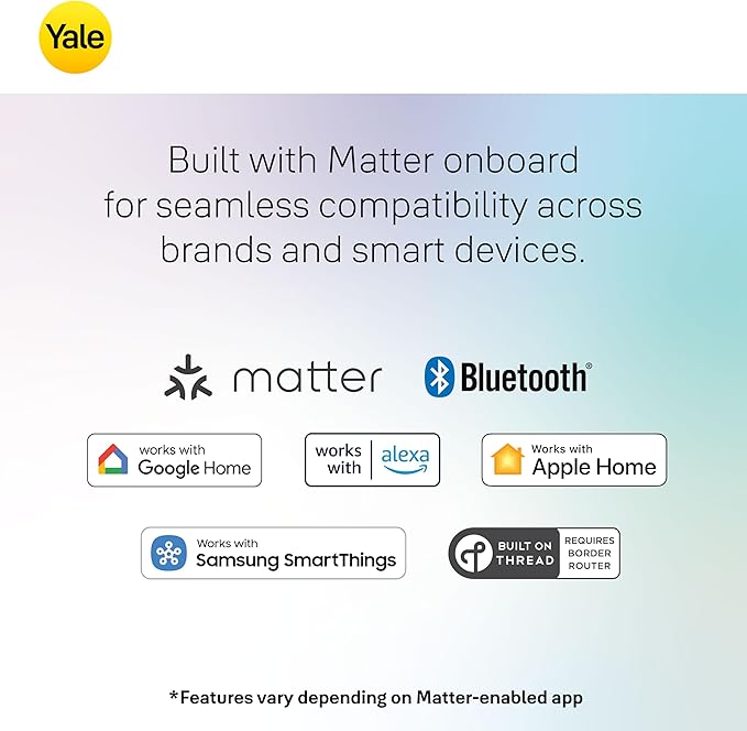 Yale Matte Black Keyed Deadbolt Smart Lock with Google Matter, YRD510-MT1-BLK
