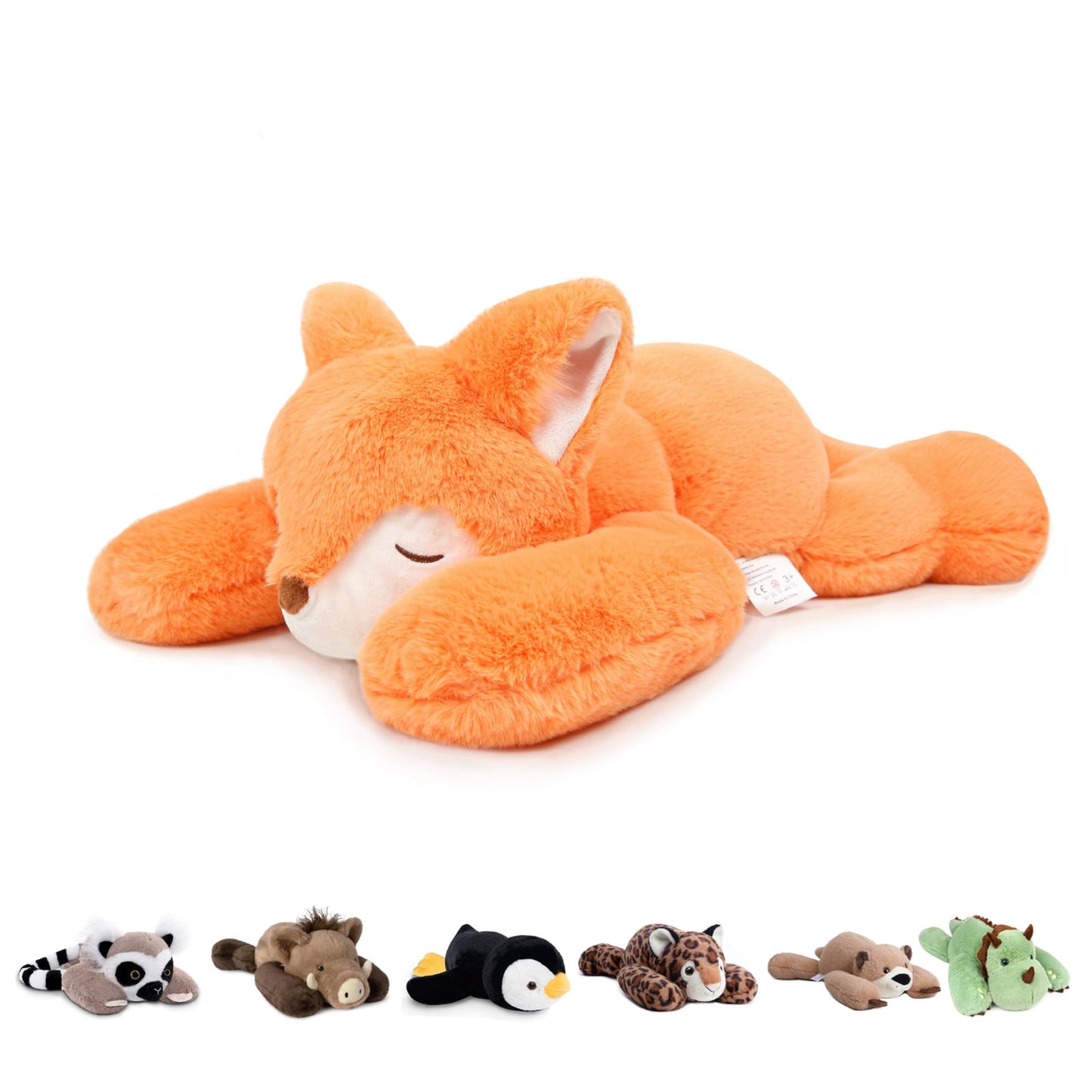 Niuniu Daddy Fox Weighted Stuffed Animals for Kids & Adults, 20" | 3.3lb Large Weighted Plushies Pillow for Sleeping and Calming, Cute Lying Plush Toy Huggable Gift for Everyday Comfort