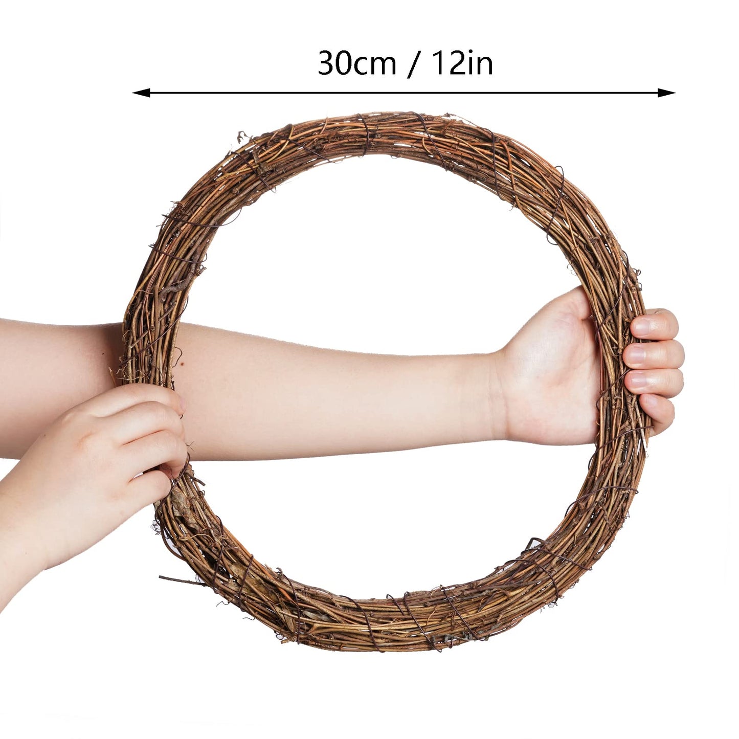 Grapevine Wreath Set, Marrywindix 2 Pieces Natural Vine Branch Wreath Christmas DIY Rattan Wreath Garland for Christmas Holiday Craft Wedding Decor (12 in.)