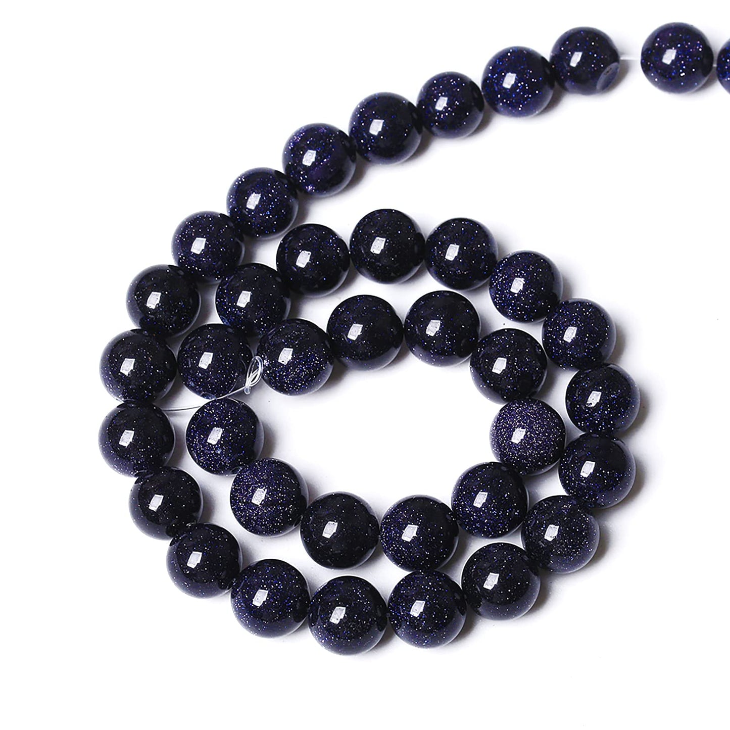 60PCS 6mm Starry Blue Sandstone Gemstone Beads Beads Natural Stone Round Loose Beads for Jewelry Making DIY Bracelet Necklace 15" Inch