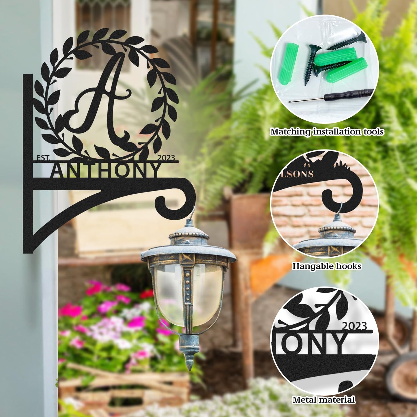 Duckbe Custom Name Metal Plant Hangers from Wall Indoor and Outdoor | Home Decor Gift for Mom | Personalized Wall Mounted Hanging Plant Hooks | Customizable Rustic Hanging Gardening Bracket Hook