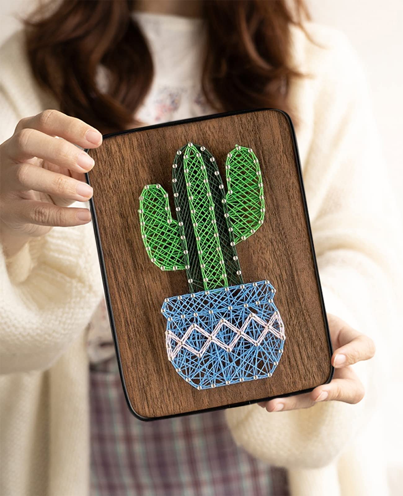 BAZIMA DIY String Art Kit for Beginner,Cactus String Art,DIY Cactus Potted Craft Kit,Unique Gift,Craft Kit for Holidays
