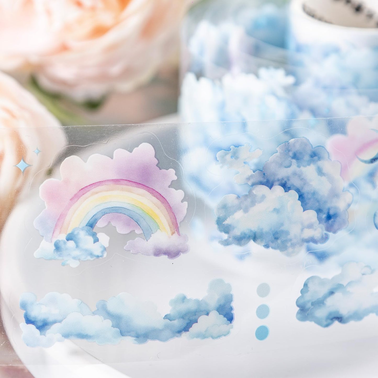 AuriicLeaf Cloud PET Tape Set, 6 Rolls Pre-Cut Sky Ephemera for Junk Journaling, Scrapbooking, Crafting, DIY Projects, Diaries, and Art Supplies