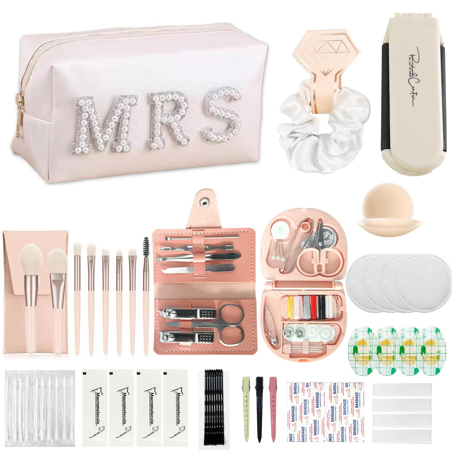 Wedding Day Emergency Kit, Bridal Emergency Kit for Wedding Day Items, Wedding Day Essential for Bride Bridesmaid, Wedding Survival Set with Makeup Bag
