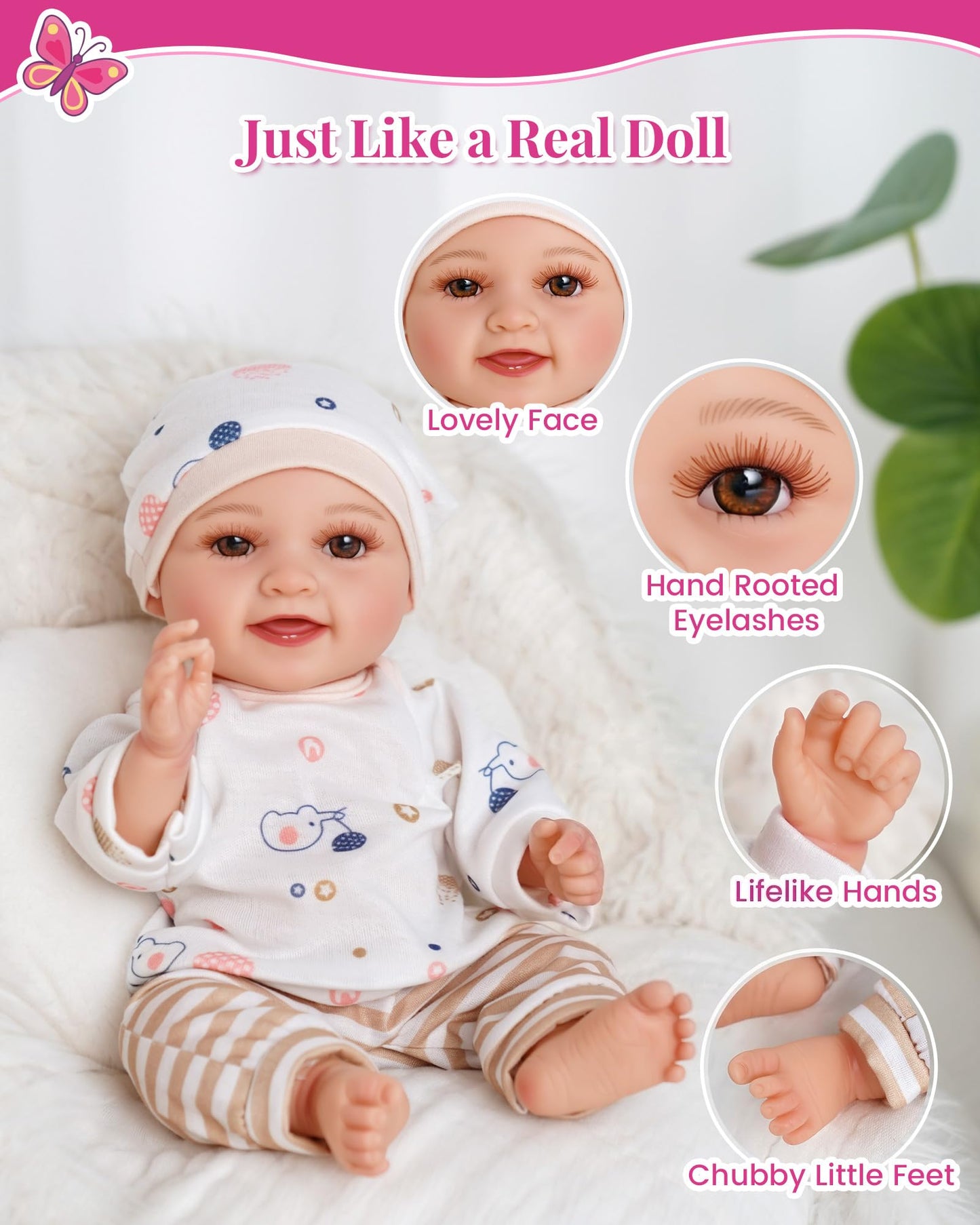 JIZHI Baby Doll Stroller with 12 Inch Dolls, 27-Piece Doll Stroller Set with Baby Doll Accessories for Pretend Play, Feeding & Bedding Playset Gift for Kids 3+