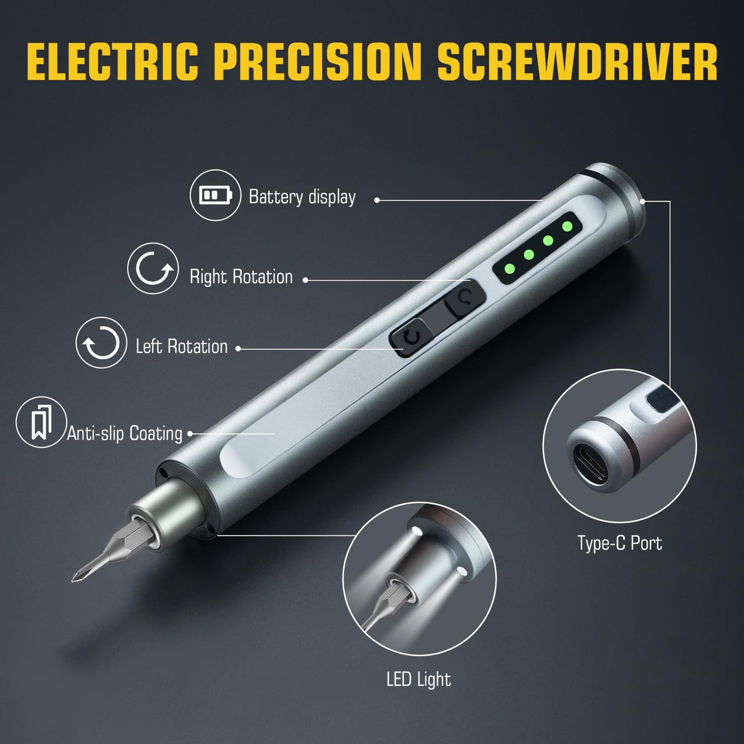 Mini Electric Screwdriver Set, 42-in-1 Electric Precision Screwdriver Set with LED Light, Cordless Small Power Screwdriver Repair Tool for PC Electronics Phone Laptop Watchs Camera