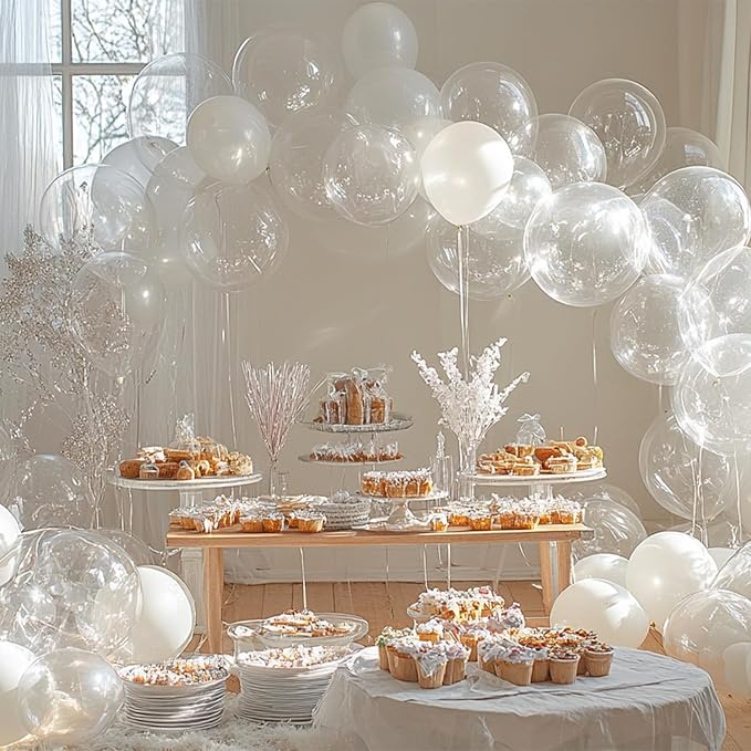 PartyWoo Clear Balloons 85pcs Different Sizes of 18 12 10 5 Inch Transparent Balloon Arch Kit for Graduation Wedding Baby Shower Bridal Shower Anniversary Birthday Party Decorations Clear-Y2