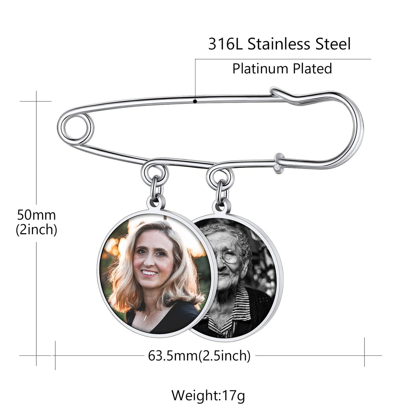Custom4U Photo Charm for Wedding Bouquet Round Memory Charms Funeral Boutonniere with Pictures Customized Wedding Gifts