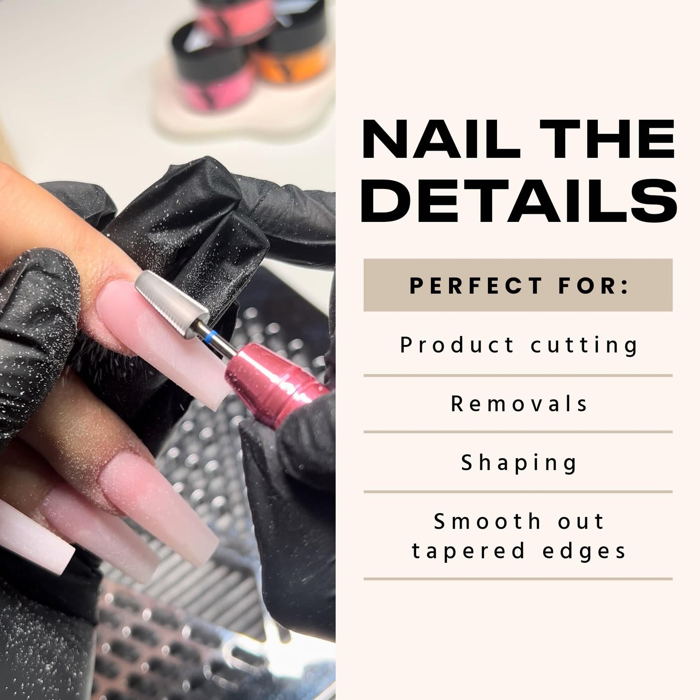 V Beauty Pure 5-In-1 Professional Nail Drill Bits (Medium) - Electric Nail Drill Kit for Manicure, Pedicure & 3D Art - Portable EFile Nail Tech Drill Bits for Nail Technicians, Salon & Home DIY
