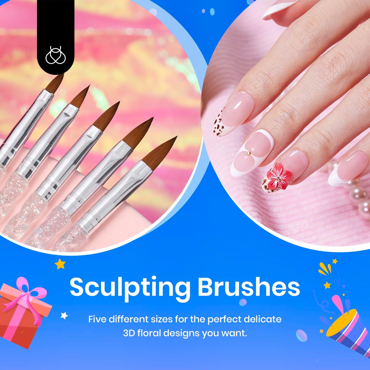 Beetles 5PCS Nail Art Dotting Tools Sculpture Pen Sculpting Tools & 31pcs Art Nail Brushes with Palette Holder All in One for Starter Manicure Design Set