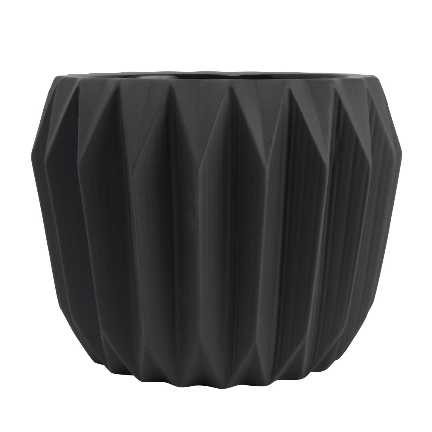 Bloomingville Round Grey Fluted Ceramic Flower Pot
