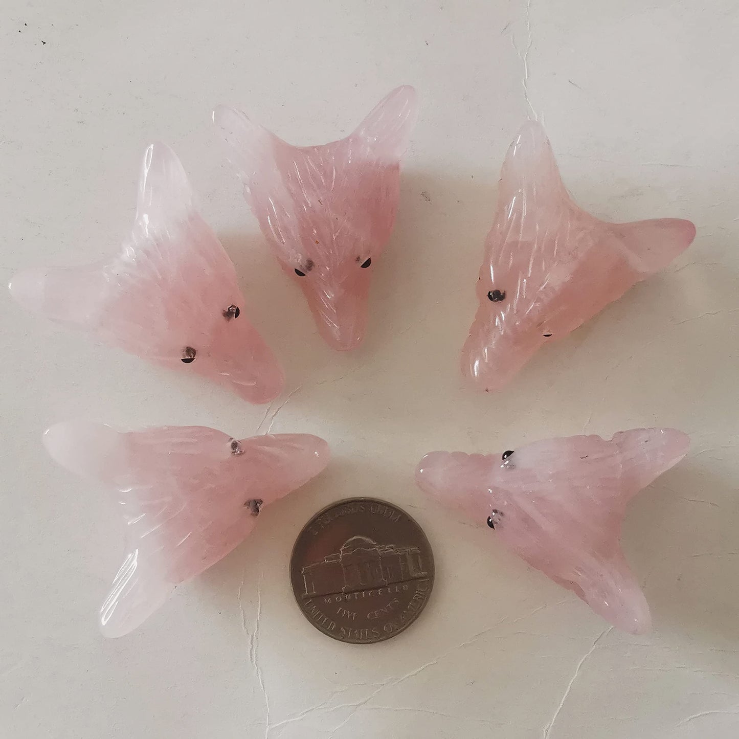 Bacatgem Natural Rose Quartz 1.37 inchs Wolf Head Pocket Crystals and Healing Stone Figurine,Haped DIY-Jewelry Pendant