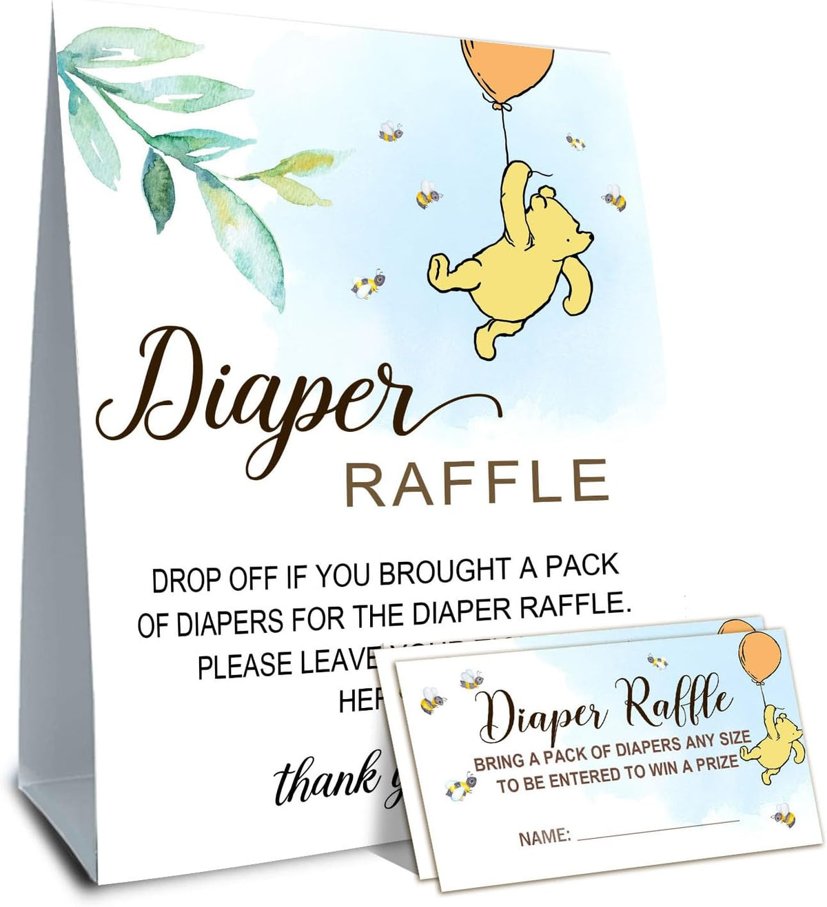 Winnie Baby Shower Decorations-Baby Shower Table Sign Centerpieces-Baby Shower Games-Baby Shwoer Party Decor-Baby Shower Games Pooh Birthday Supplies Party Decorations-Diaper Raffle