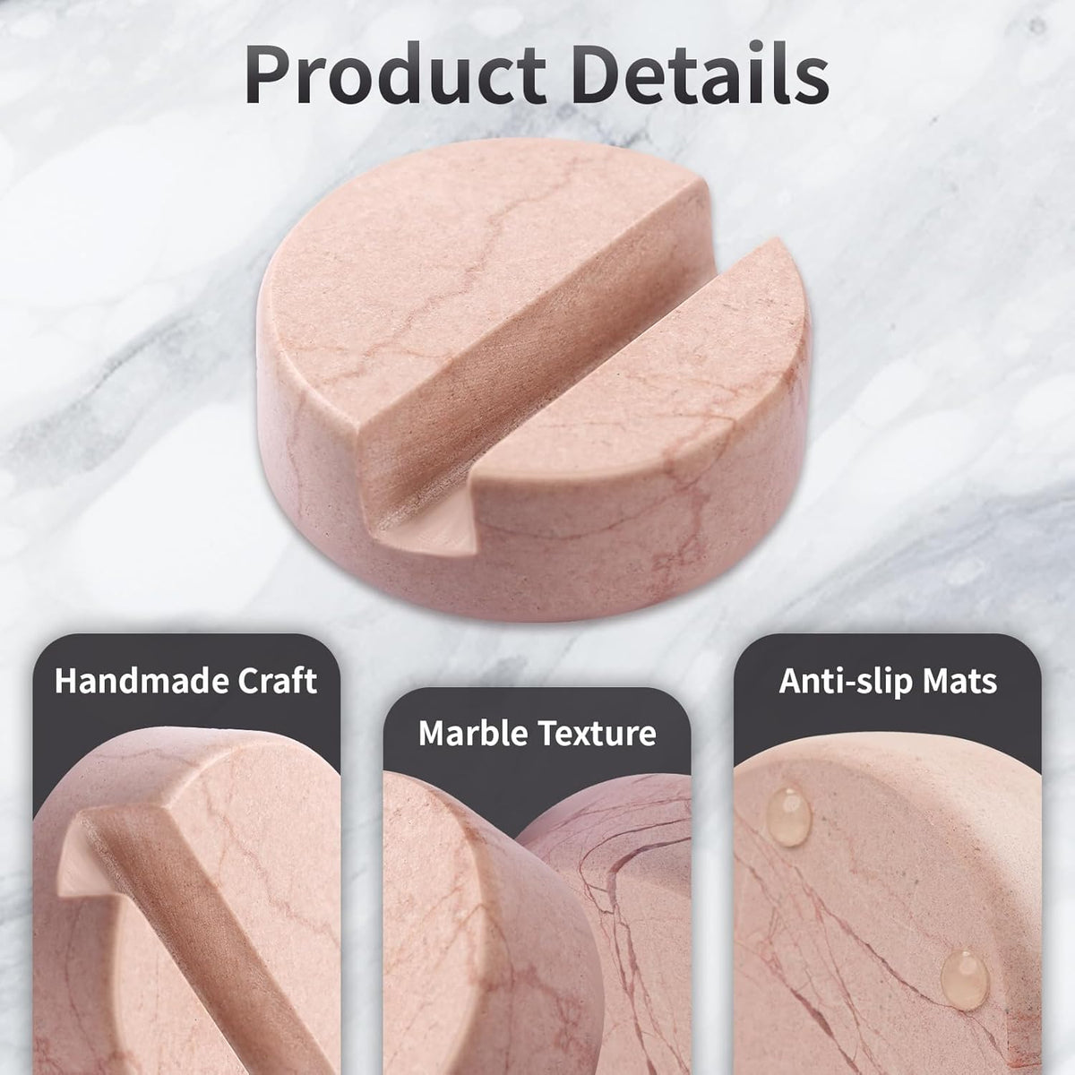 Marble Phone Stand for Desk - Cell Phone Holder for Nightstand Office Decor Compatible with iPhone 17 16 15 Pro Max iPad mini, Telephone Boho Pink Marble Kitchen Accessories