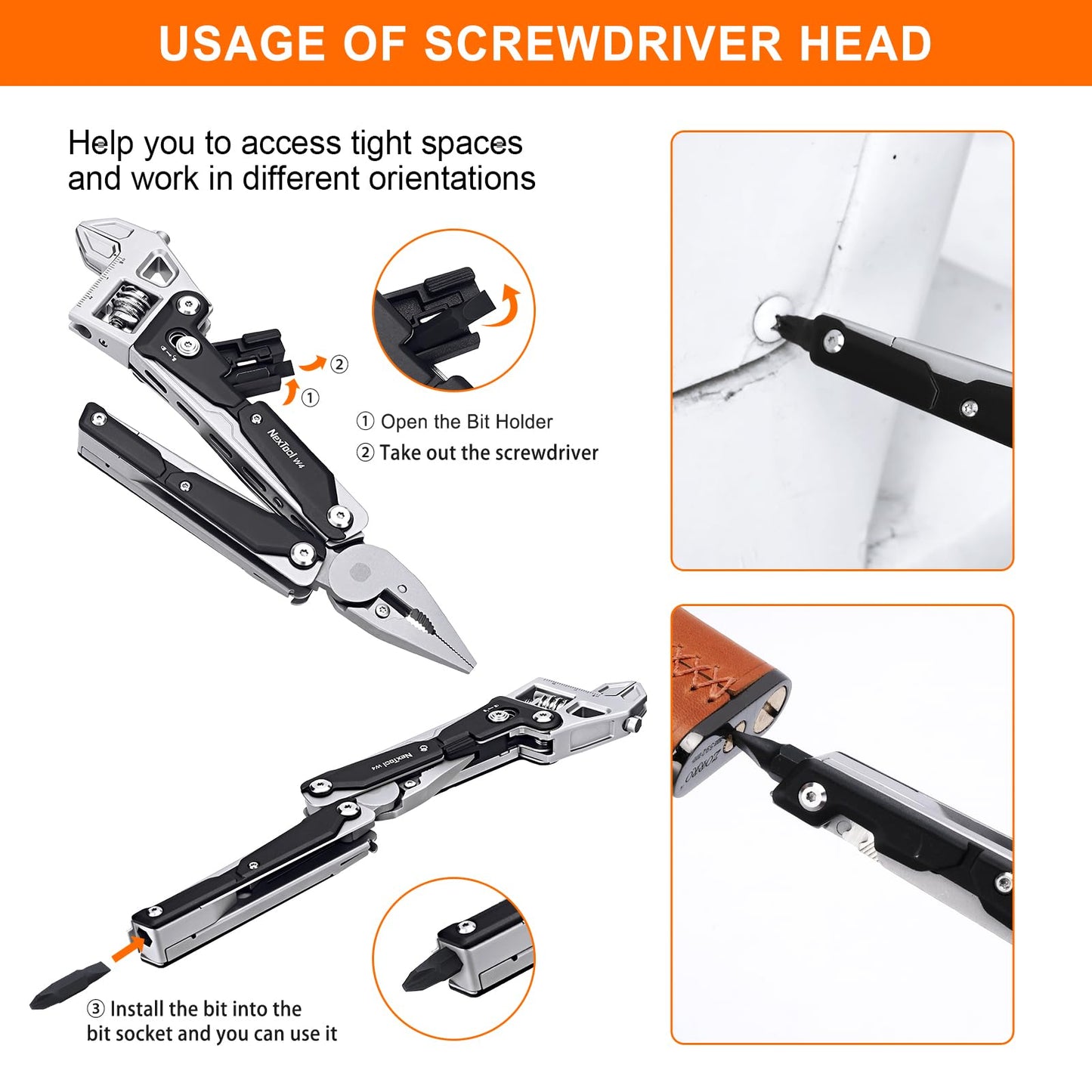 NexTool W4 Adjustable Ratchet Wrench Multitool, 11-IN-1 Foldable EDC Tool with Pliers, Knife, Saw and Screwdriver, Multi Tool for Camping, DIY, and Gifts for Him