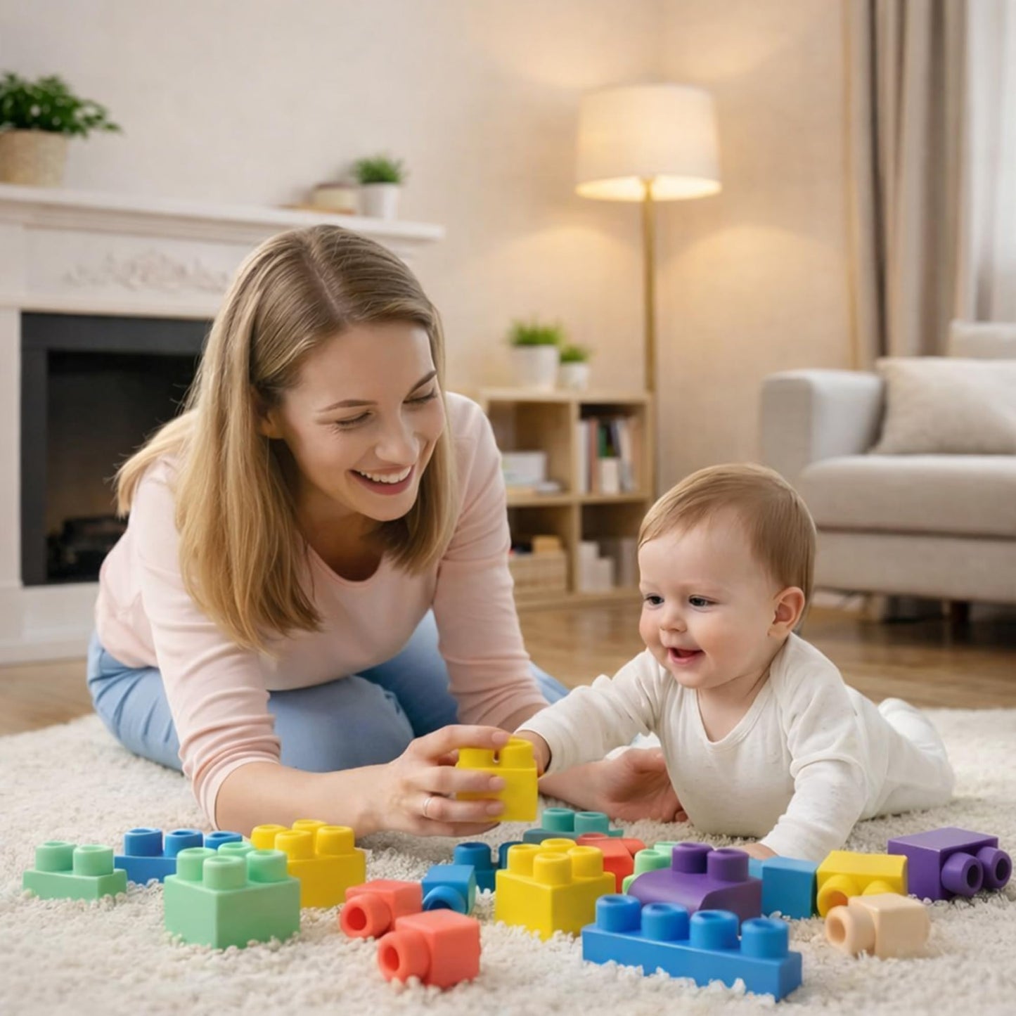 ROHSCE Soft Building Blocks for Toddlers, Large Building Blocks Stacking Blocks for Babies 6 Months and Up Stem Toddler Gifts, Teething Toys, 40 PCS