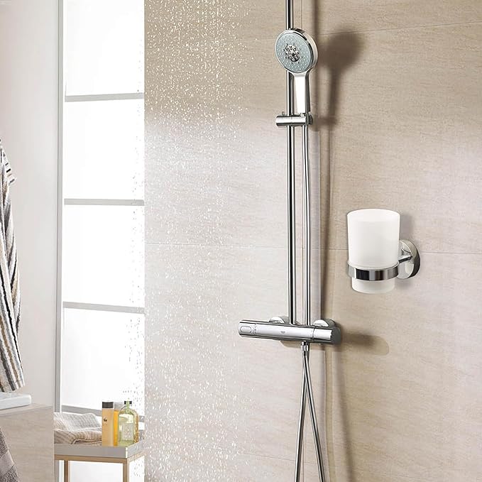 Toothbrush Holder Wall Mounted with Satined Cup with Chrome-Plated Holder,Metal Stainless Steel