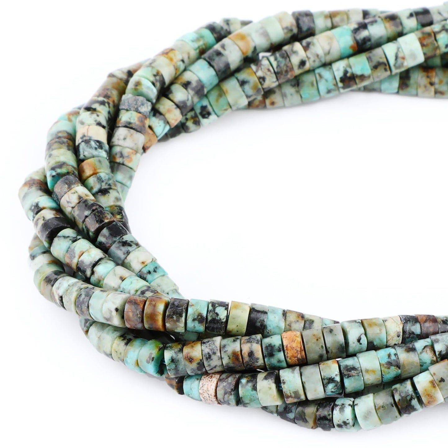 Natural African Turquoise Heishi Spacer Beads Loose Semi Precious Flat Round Gemstone Disc Shape Stone for Beading Jewelry Making 4x2mm 15.5"