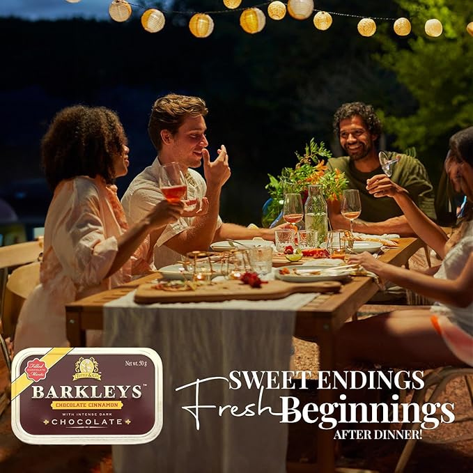 Barkleys Gourmet Chocolate & Cinnamon Breath Mints - Strong Chocolate Cinnamon Flavor for Party, After Dinner, Wedding, Every Day Use-Vegan Mints In Reusable Classic Travel Tins, 6 Pack - 50 Count Each