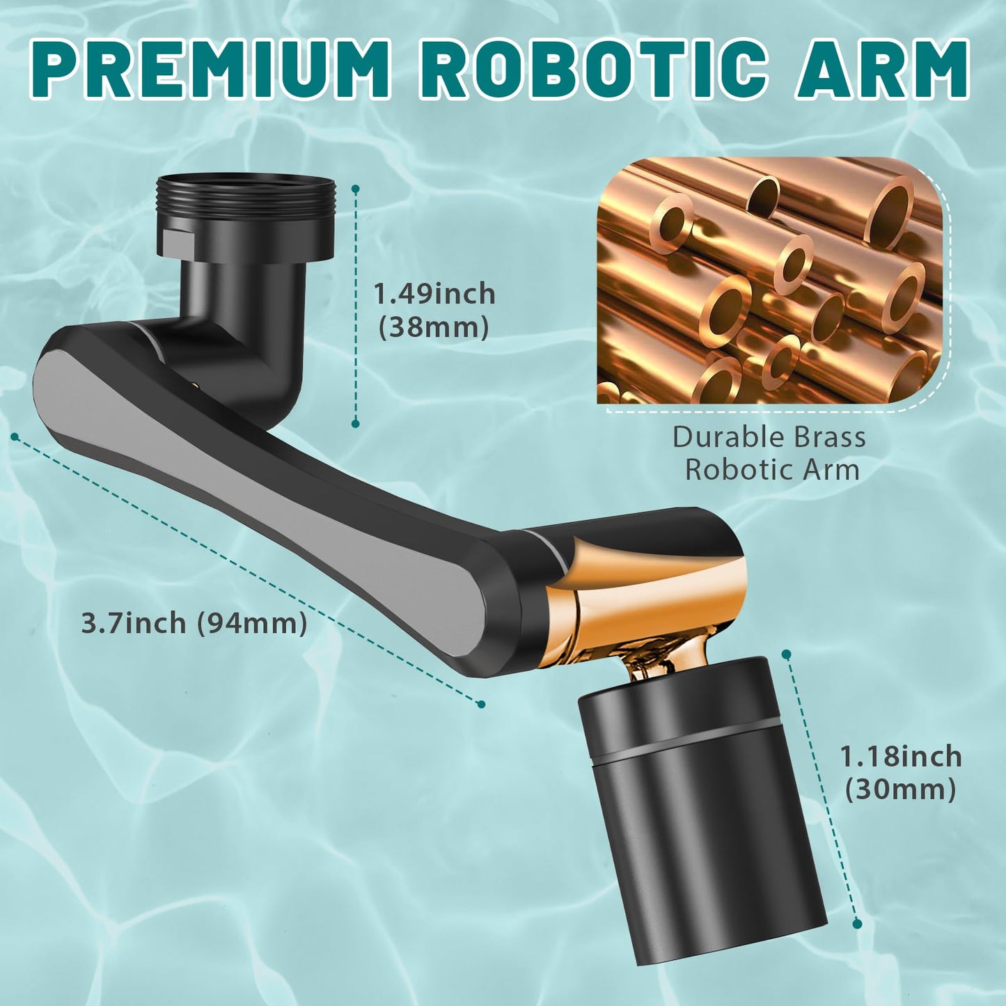 CECEFIN 1440° Rotating-Faucet-Extender Sink Aerator - 1080°+360° Large-Angle Splash Tap Extension with 2 Water Outlet, Swivel Multifunctional Robotic Arm for Kitchen/Bathroom, Black