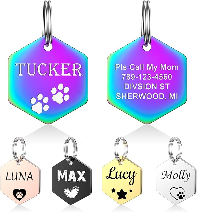 YEHANTI Personalized Dog Tags Engraved for Pets - Stainless Steel Custom Dog Cat Tag with Various Cute and Beautiful Icons, Double Sided Engraved Pet ID Tags Dog Name Tag, Bone