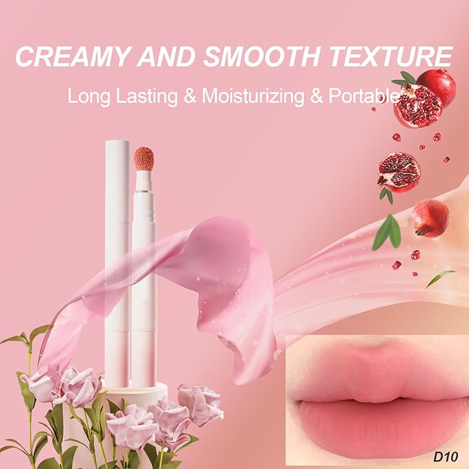 Cushion Lip Powder Cream, Matte Lip Cream - Long-Lasting & Smooth Skin, Non-Drying, Moisturizing Non-Fading Lipstick, CreaM Velvet Finish, Lightweight (N05 Peach)