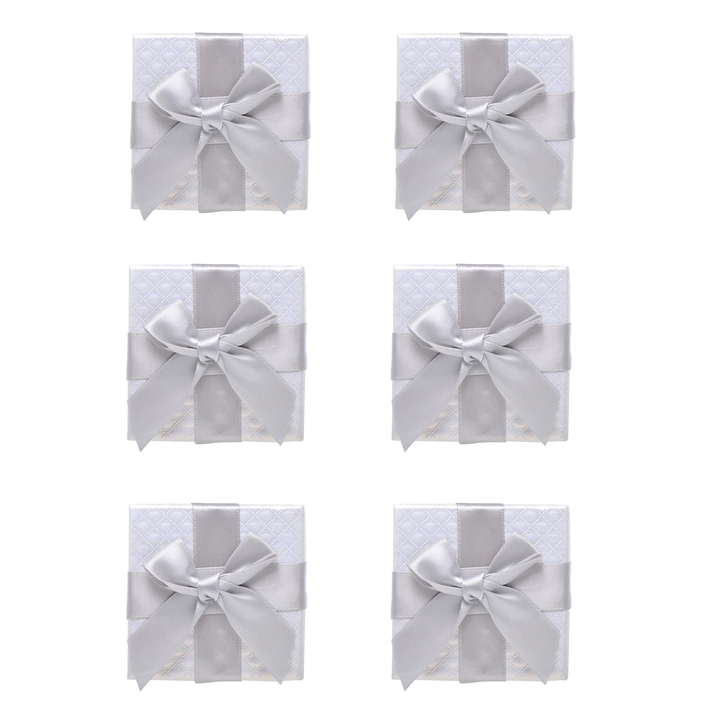 Pearl Miner 2.8 x 2.8 x 1.4 Inches Jewelry Gift Boxes with White Ribbon Bow, 6 Pack