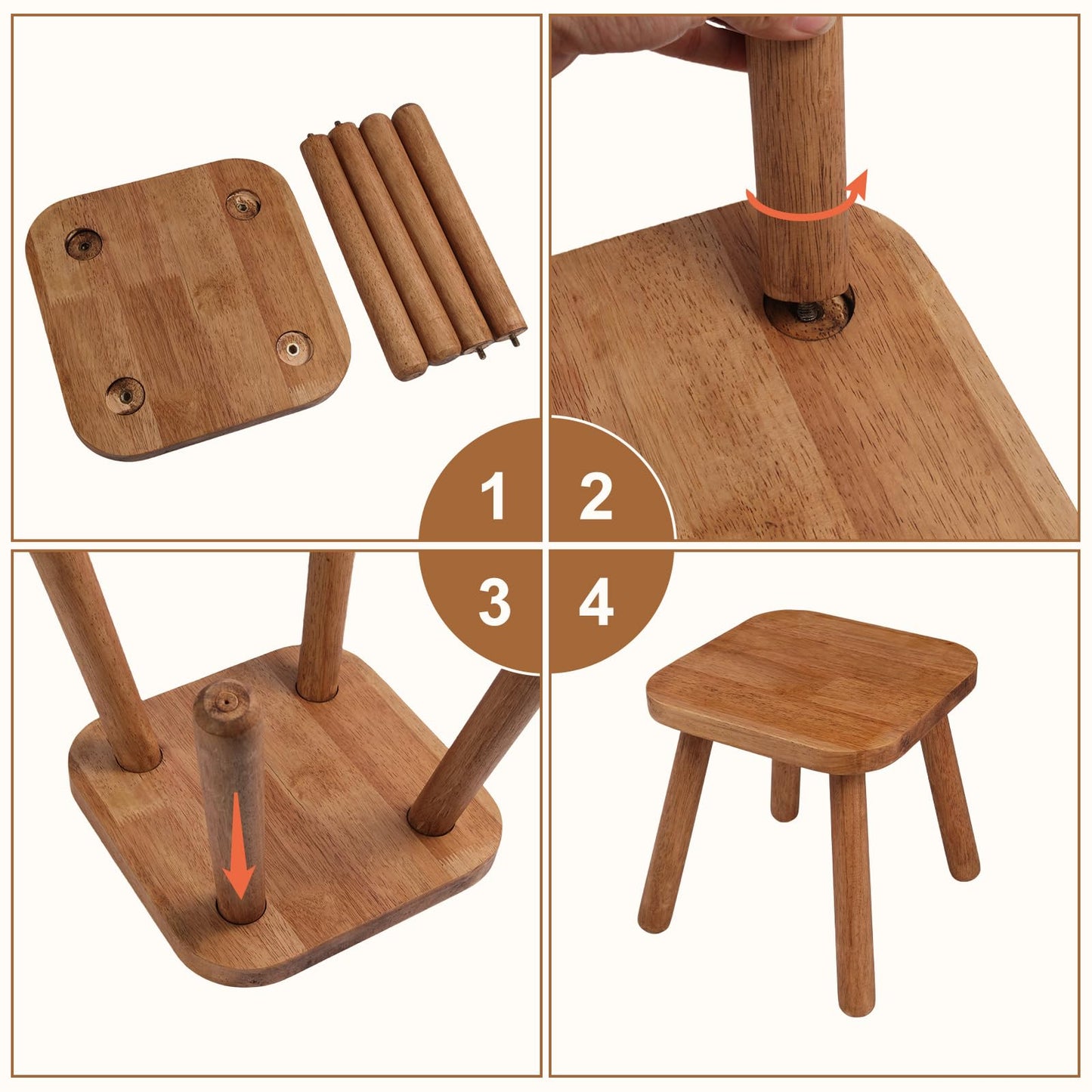 zaowofires Solid Wood Step Stool，Wooden Plant Stool, Wood Plant Stand, Round Footstool, Removable Portable, Small Short Shoe Changing Stool (Walnut, 11.7inch)