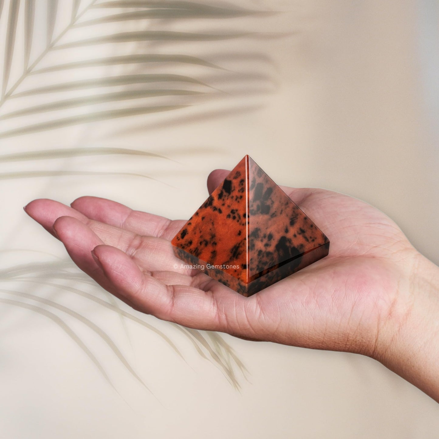 Amazing Gemstone Mahogany Obsidian Pyramid Crystal Healing Stones - 1.5" Great Pyramid Figurine of Natural Stone Pyramid for Meditation, Reiki, Chakra Balancing and Crystal Pyramids Grid