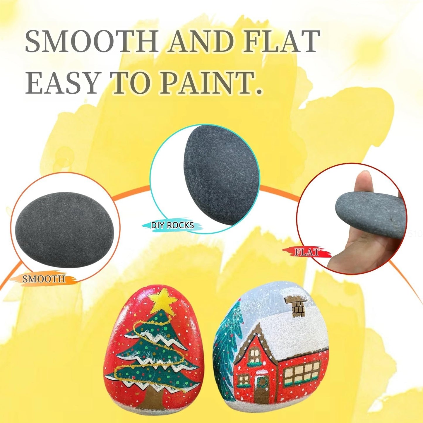 CYLHCM 24 PCS Rocks for Painting, 3"-4" Flat DIY Painting Rocks, Large Smooth Rocks for Crafts, Arts,Decoration, Kindness Rocks Hand Picked for Painting