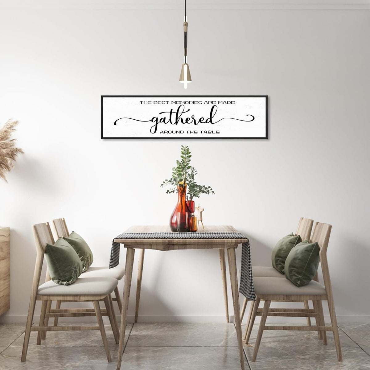 The Best Memories Are Made Gathered Around The Table Wall Decor: Farmhouse Kitchen Wall Art Framed Large Rustic Kitchen Sign Modern Dining Room Wall Decor Hanging Wall Plaques 12"x40"