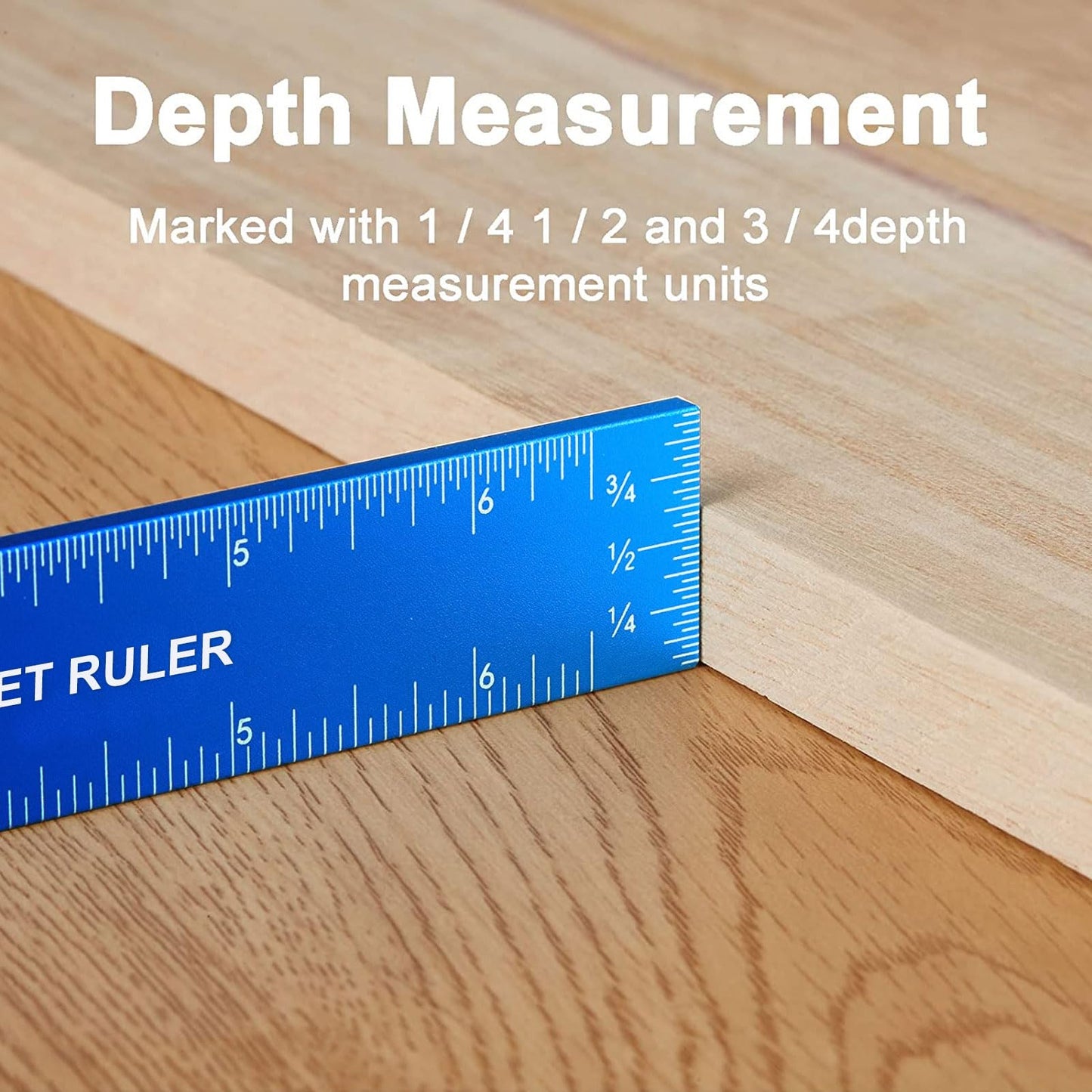 TOURACE Aluminum Woodworking Rulers with Slide Stop (3 Pcs) Precision Pocket Ruler Metal T Track Ruler, Square Ruler Inch and Metric Marking Measuring Scribing Ruler