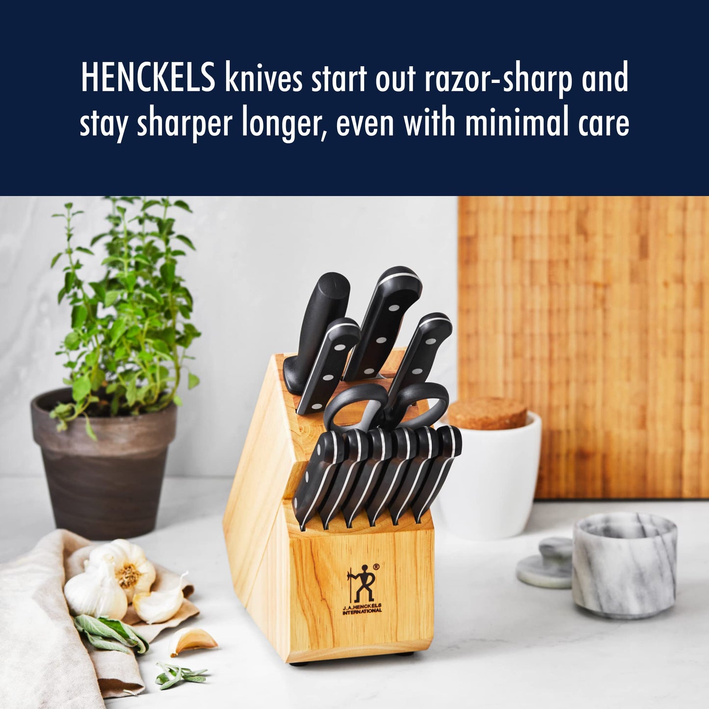 HENCKELS Solution Razor-Sharp 8-inch Carving Knife, German Engineered Informed by 100+ Years of Mastery, Black/Stainless Steel