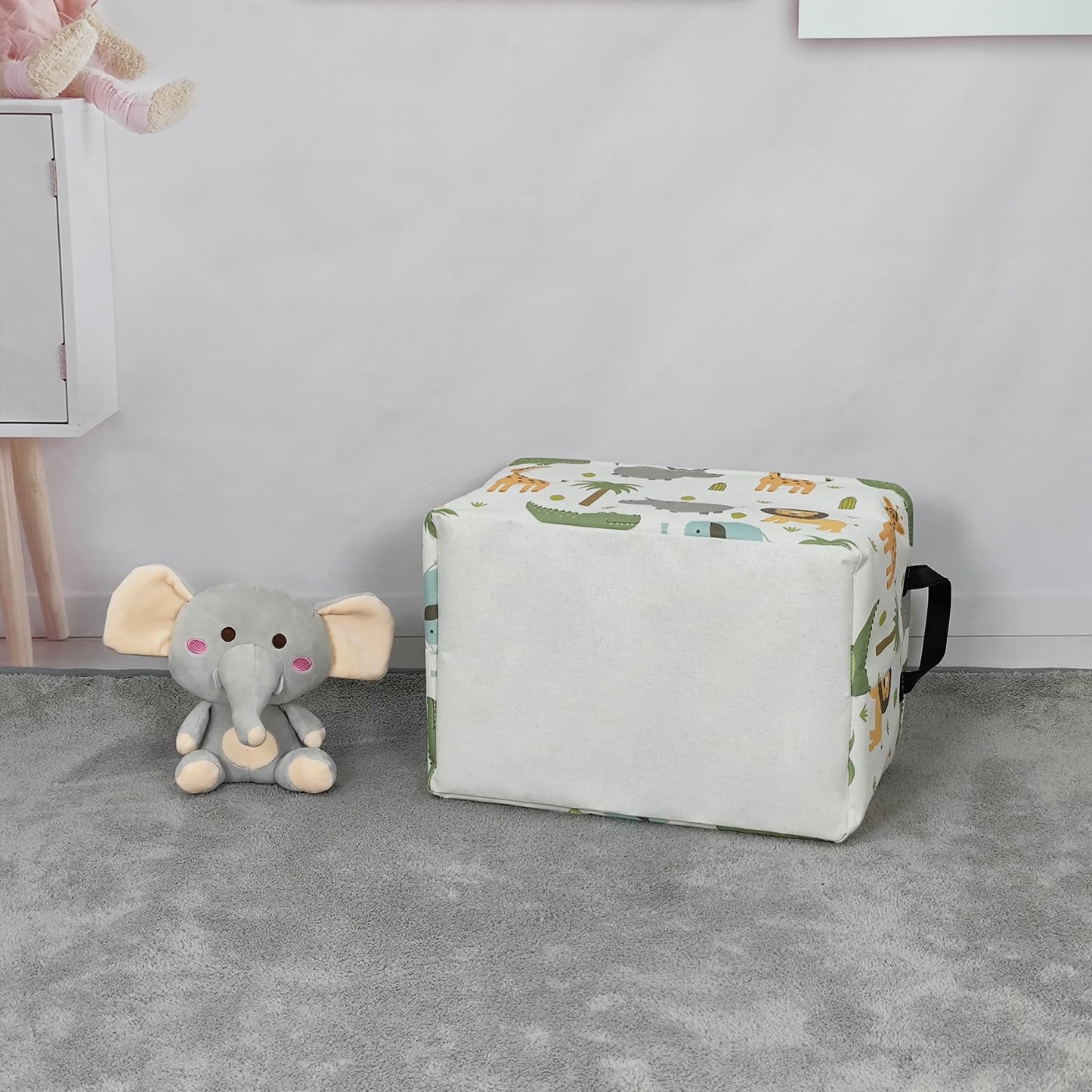 LANGYASHAN Rectangular Storage Bin Collapse Canvas Fabric Cartoon Storage Basket with Handles for Organizing Home Kitchen Boys and Girls Toys Office Closet Shelf Baskets (Rec animal)