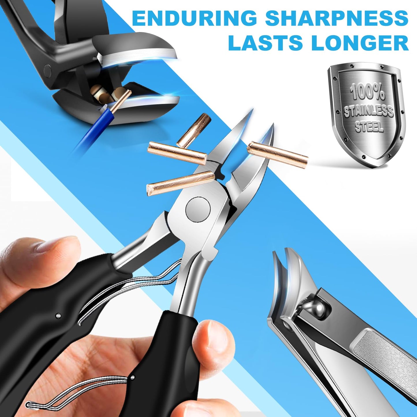 2026 Toenail Clippers for Thick Toenails for Seniors, Angled Head Large Toe Nail Clippers Set for Men, Heavy Duty Ingrown Toenail Clippers with Long Handle, Ultra Sharp Slanted Nail Cutter Wide Jaw