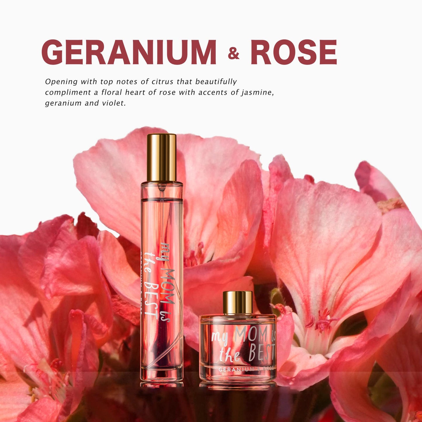 Hidden Label Soy Candle Set: Geranium & Rose 'Best Mom' Gift with Reed Diffuser & Room Spray