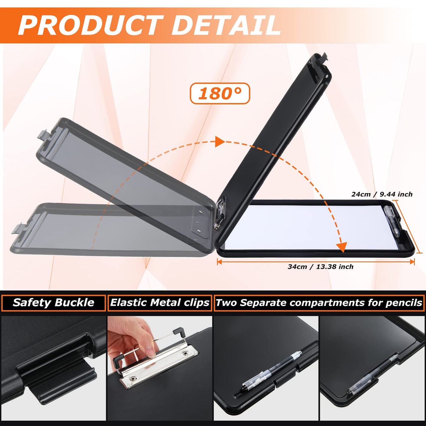 12 Pieces Clipboard with Storage 9.5 x 13.5'' High Capacity Nursing Clip Boards with Pen Holder Black Binder Folder Paper Organizer for Nurses Teachers Work School Office Supplies(Black)