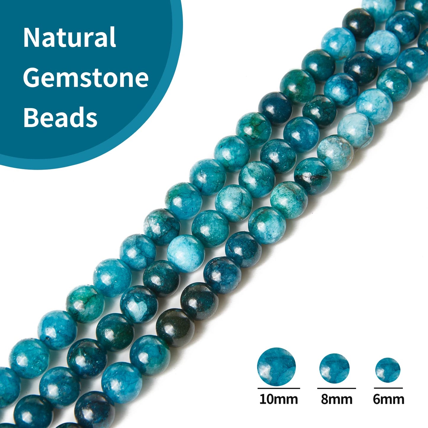 35pcs 10mm Natural Apatite Beads Gemstone Beads Round Loose Beads for Jewelry Making