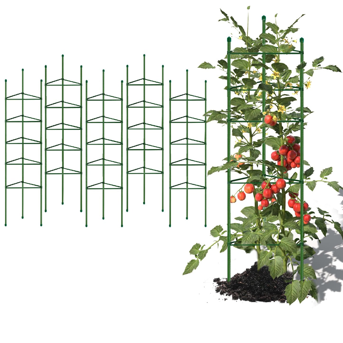 G-LEAF 6 Pack 6ft Tomato Cage for Garden Plant Support, Garden Stakes Tomato Cage, Tomato Cages Plant Stakes for Climbing Plants