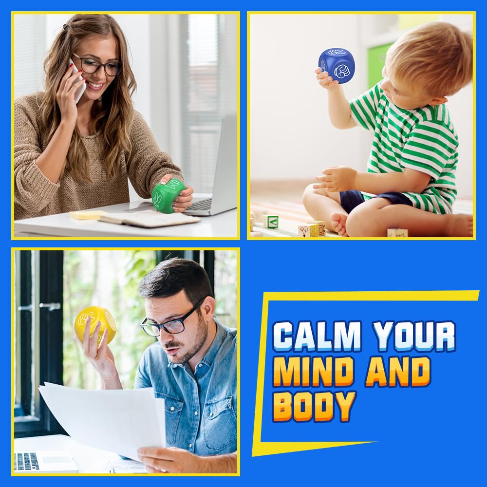 Cybemaga 3 Pcs Foam Squeeze Dice Cube for Kids Adults, Portable Soft Slow PU Dice with 6 Sided for Finger-guessing Game, Perfect Prize Gift for Birthday Christmas Party