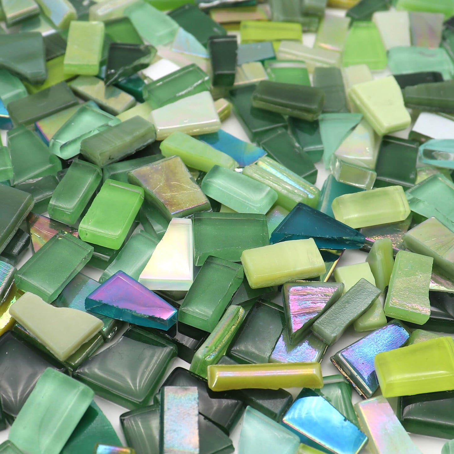 LITMIND 1.1LB Green Mixed Irregular Glass Scraps Mosaic Tiles for Crafts - Hand-Cut Mosaic Glass Pieces with Backing - Ideal for Mosaic Crafts, Puzzles, and Artwork Projects