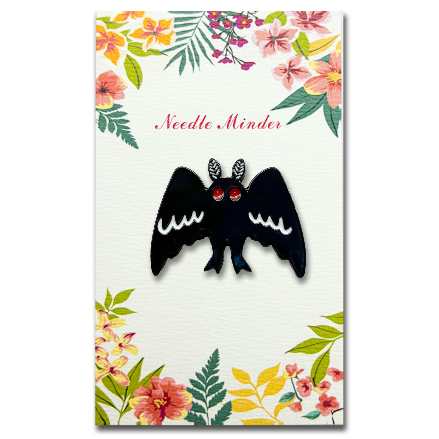 Needle Minder for Keeping Sewing & Embroidery Needles – Magnetic Needlepoint Holder, Cross Stitch Supplies – Secure & Decorative Needle Minders for Stitching & Crafting (Mothman)