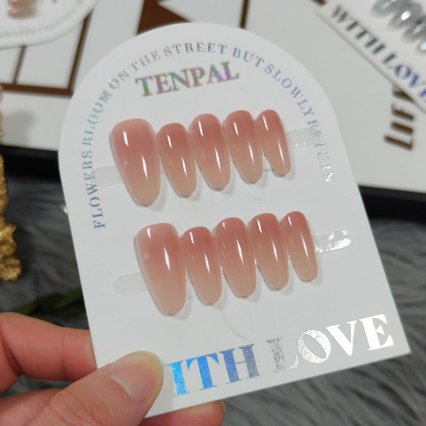 TENPAL Sheer Nude Press on Nails Medium Oval Salon Style for Everyday, Handmade & Reusable, Classic Sheer False Nails with a Clean Finish(XS)
