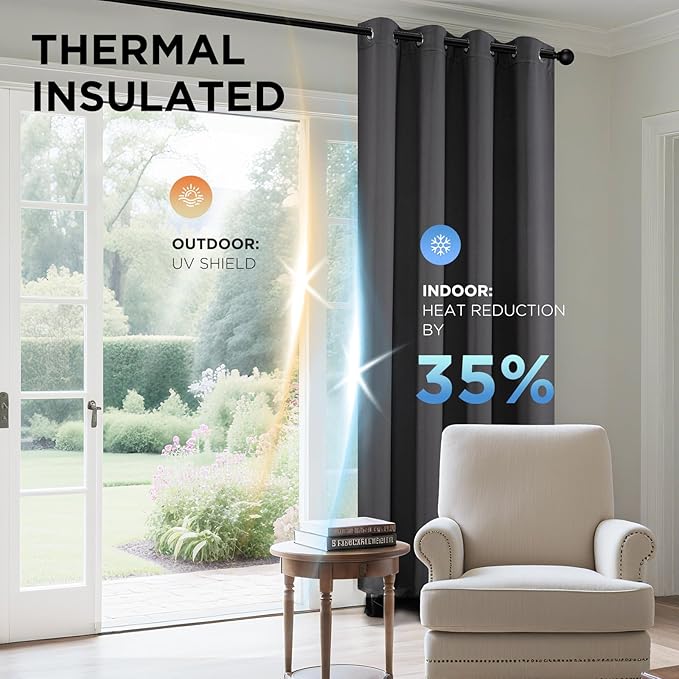 Joydeco Blackout Curtains 95 Inch for Bedroom, Thermal Insulated 52 x 95 Long Curtains & Drapes 2 Burg, Room Darkening Grommet Drapes for Living Room Window, 2 Panels Set