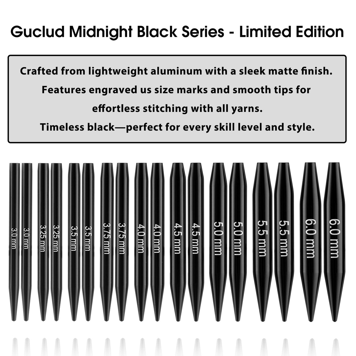 Guclud Interchangeable Circular Knitting Needle Set, 2-Inch Shorties Knitting Needles for Short Sock Knitting, Sizes US 2.5, 3, 4, 5, 6, 7, 8, 9, 10 with Small Cables, Accessories and Case, 9-Pairs
