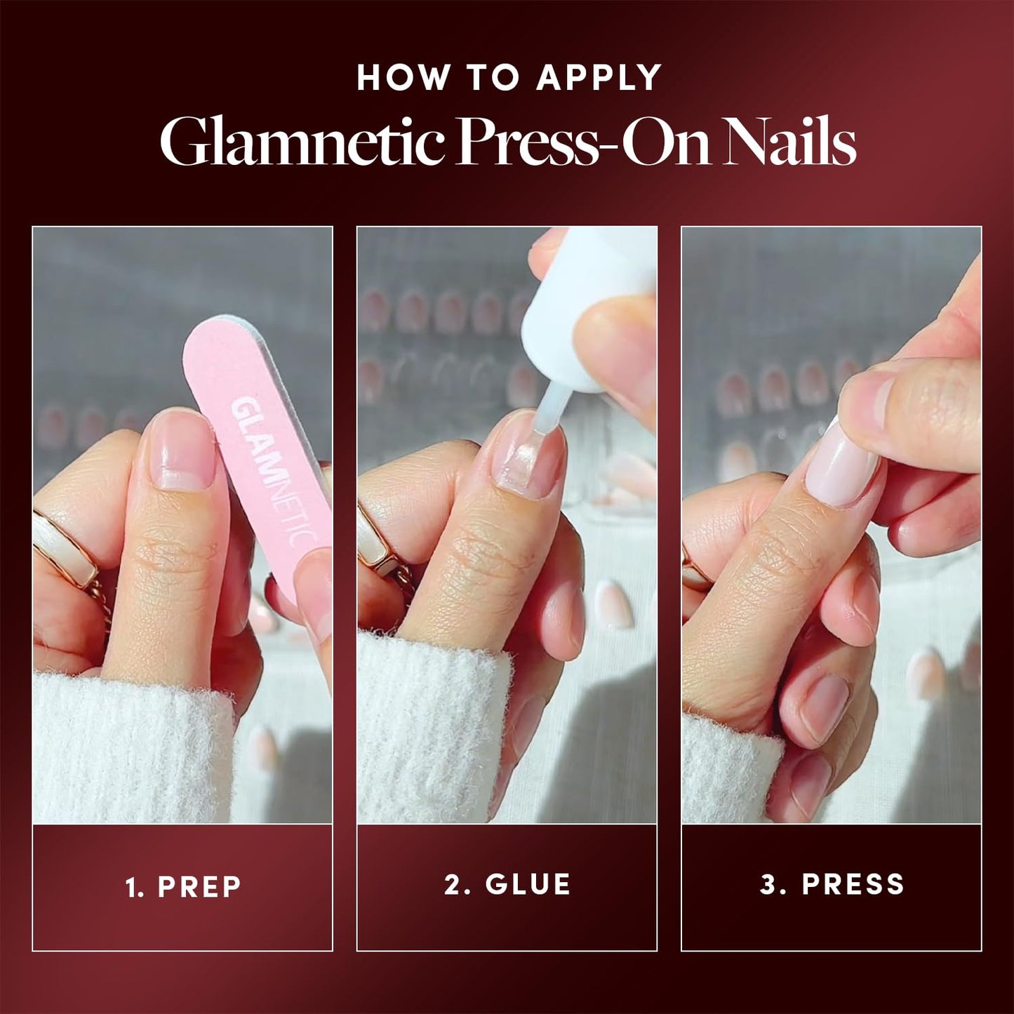 Harry Potter™ x Glamnetic Press On Nails - Golden Cup™ | Semi-Transparent Brown 3D Gold Graphic Short Almond Fake Nails in a Chrome & Glossy Finish | 15 Sizes - 30 Nail Kit with Glue