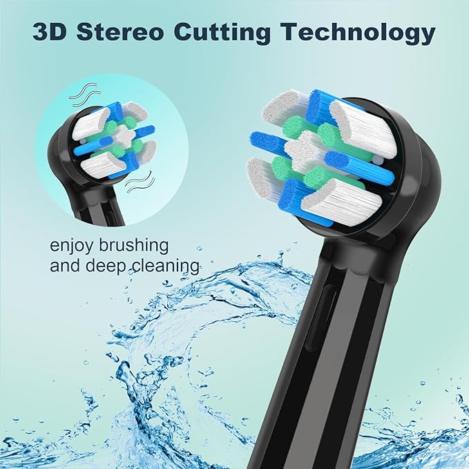 8Count Replacement Toothbrush Heads Compatible with Oral B iO Series 2/3/4/5/6/7/8/9/10 Electric Toothbrush,Medium Bristles for Effective Plaque Removal(Black)