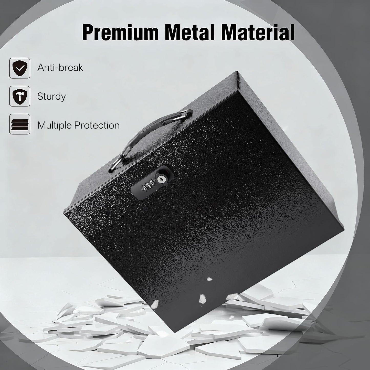 Fireproof Safe Lock Box Metal, Fire Proof Safe for Home Documents, Portable Security Box with Dual Combination and Key Lock for Personal Items,Passport, Money, X Large 13.2" x 11" x 4.13"